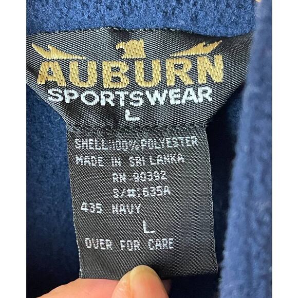 Vintage Auburn Sportswear Navy Fleece Pepsi Vest Jacket Men's Size L - Picture 4 of 5